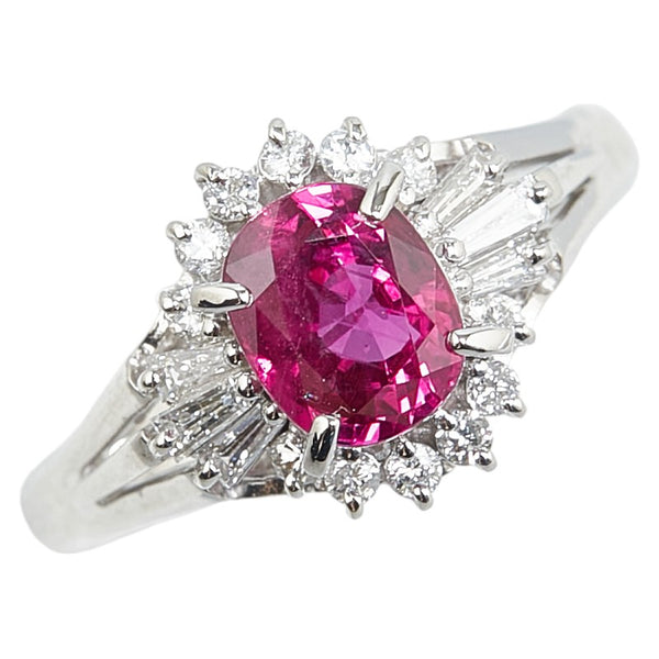 Pt850 プラチナ ルビー1.14ct ダイヤ0.31ct リング 指輪 #52 レディース 12.5号 【中古】