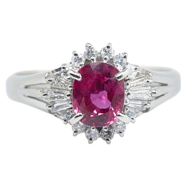 Pt850 プラチナ ルビー1.14ct ダイヤ0.31ct リング 指輪 #52 レディース 12.5号 【中古】