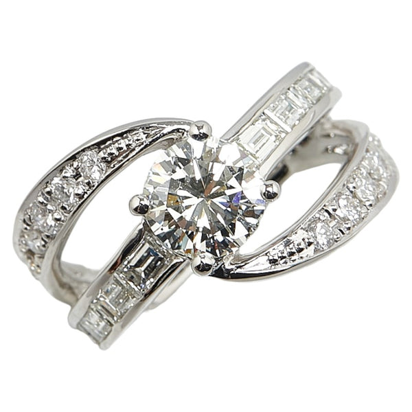 Pt900 プラチナ ダイヤ1.04ct ダイヤ1.12ct リング 指輪 レディース 11号 【中古】