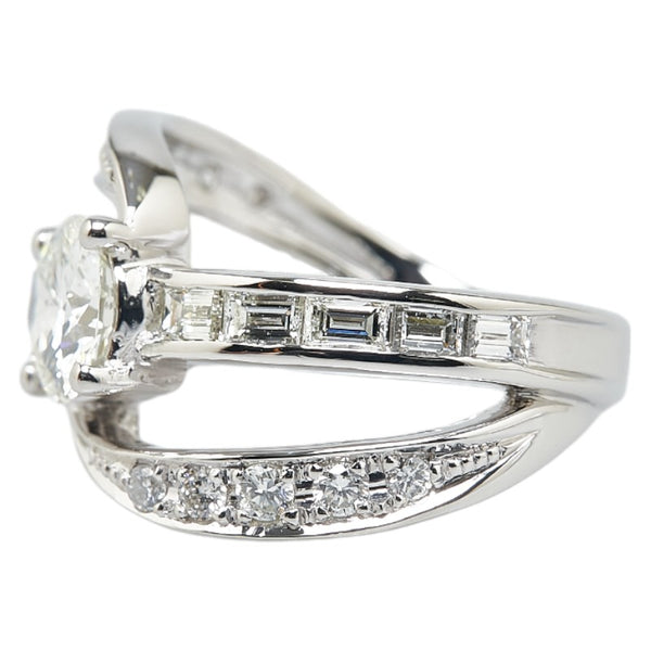 Pt900 プラチナ ダイヤ1.04ct ダイヤ1.12ct リング 指輪 レディース 11号 【中古】