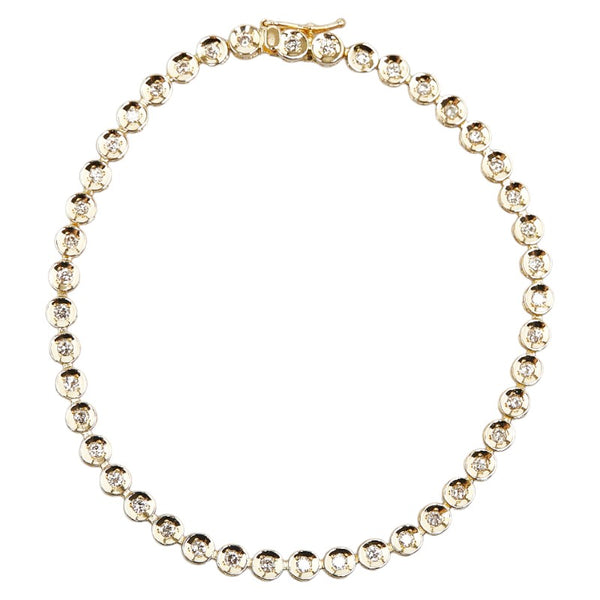 K18YG イエローゴールド ダイヤ1.00ct テニス チェーン ブレスレット レディース 【中古】