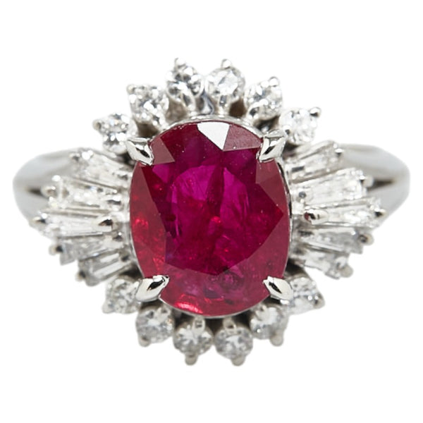 Pt900 プラチナ ルビー1.62ct ダイヤ0.50ct リング 指輪 レディース 9号 【中古】