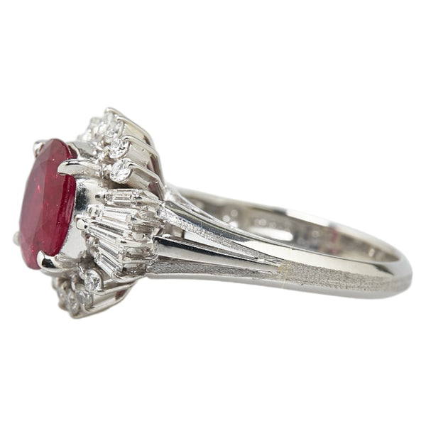 Pt900 プラチナ ルビー1.62ct ダイヤ0.50ct リング 指輪 レディース 9号 【中古】