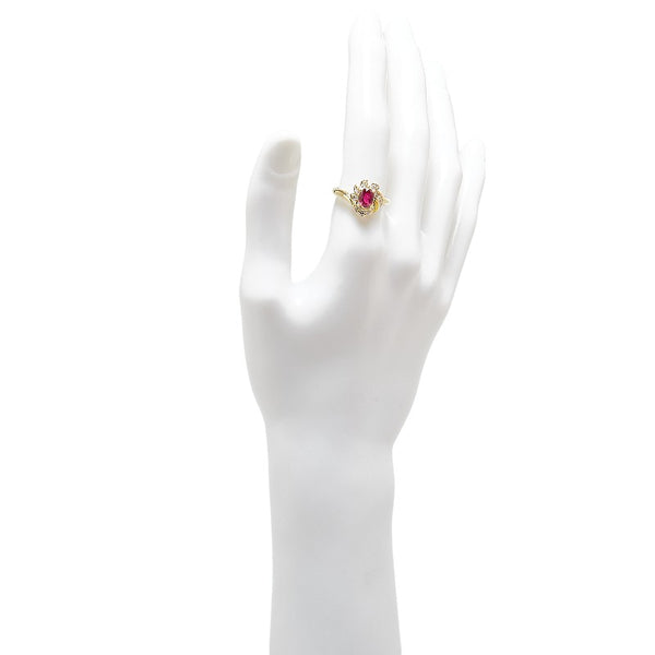 K18YG イエローゴールド ルビー1.10ct ダイヤ0.24ct リング 指輪 レディース 14号 【中古】