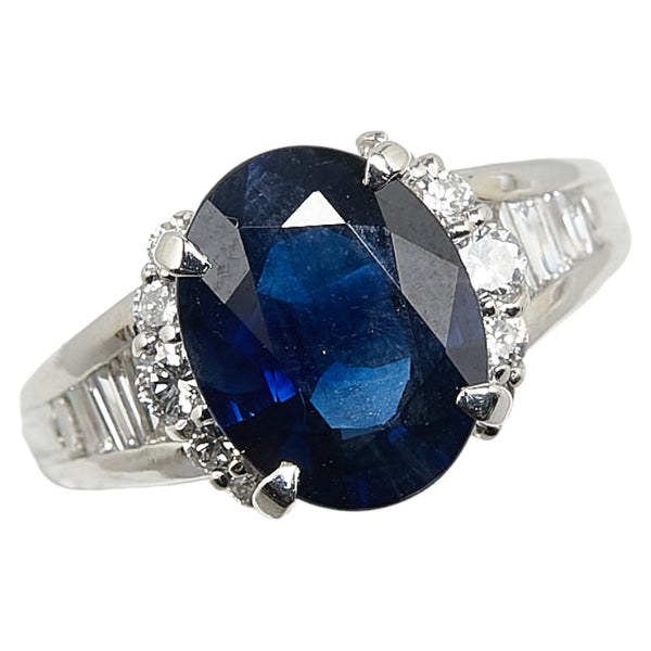 Pt900 プラチナ サファイア3.48ct ダイヤ0.62ct リング 指輪 レディース 13号 【中古】