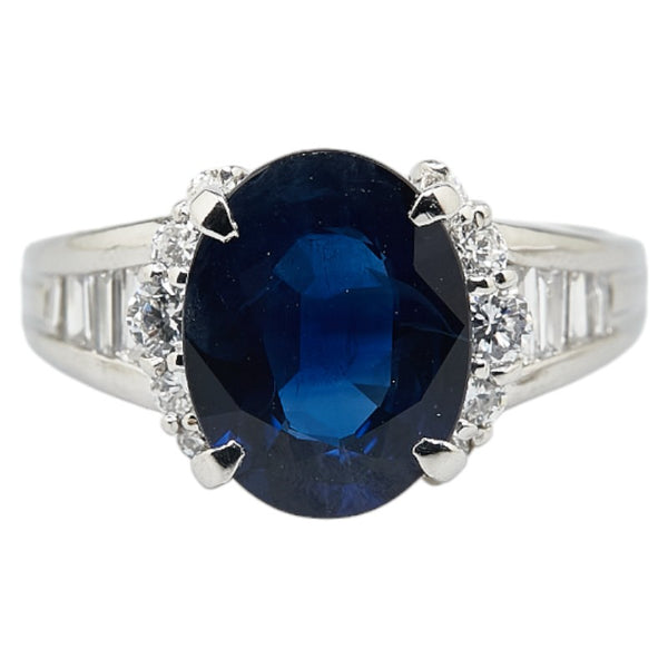 Pt900 プラチナ サファイア3.48ct ダイヤ0.62ct リング 指輪 レディース 13号 【中古】