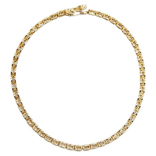 K18YG イエローゴールド ダイヤ2.00ct テニスチェーン ブレスレット レディース 【中古】