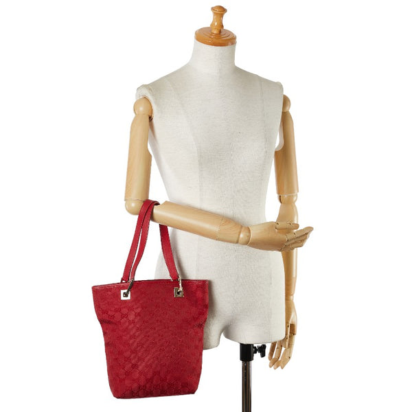 グッチ GGキャンバス ハンドバッグ トートバッグ 002214 レッド ゴールド キャンバス レザー レディース GUCCI 【中古】