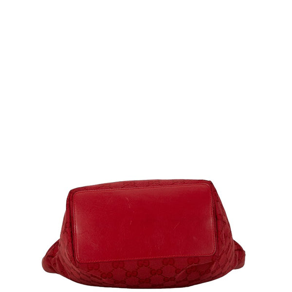 グッチ GGキャンバス ハンドバッグ トートバッグ 002214 レッド ゴールド キャンバス レザー レディース GUCCI 【中古】