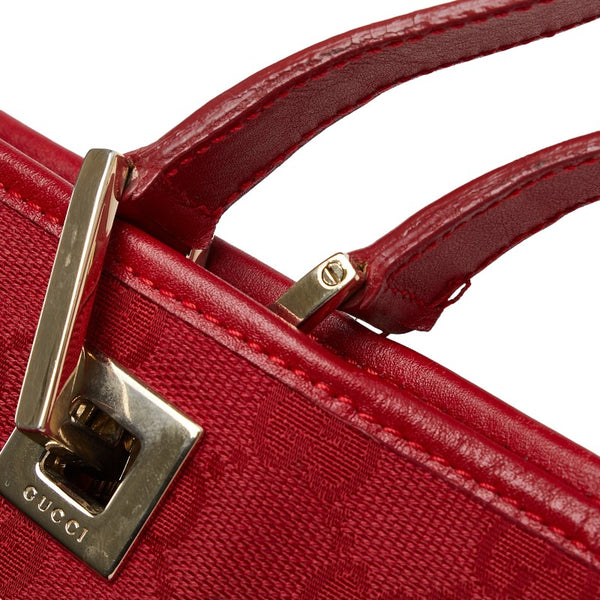 グッチ GGキャンバス ハンドバッグ トートバッグ 002214 レッド ゴールド キャンバス レザー レディース GUCCI 【中古】