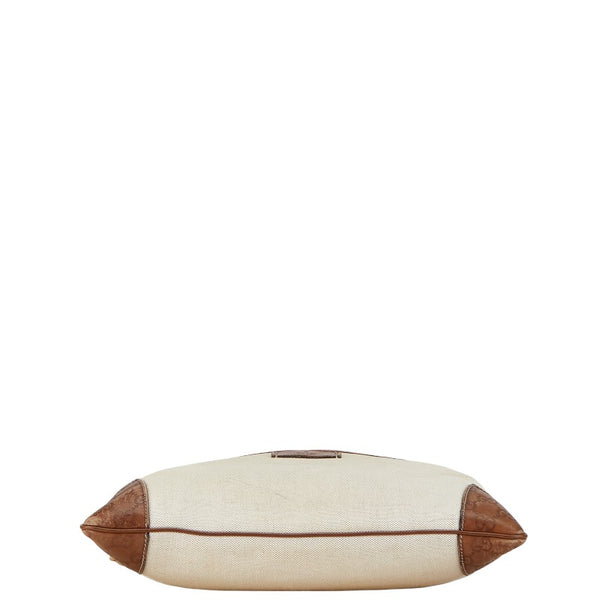 グッチ グッチシマ  斜め掛け ショルダーバッグ 161822 ホワイト ブラウン キャンバス レザー レディース GUCCI 【中古】