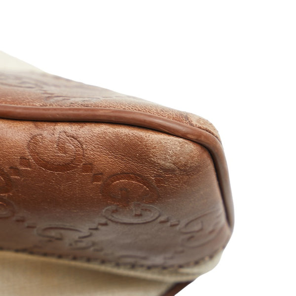 グッチ グッチシマ  斜め掛け ショルダーバッグ 161822 ホワイト ブラウン キャンバス レザー レディース GUCCI 【中古】