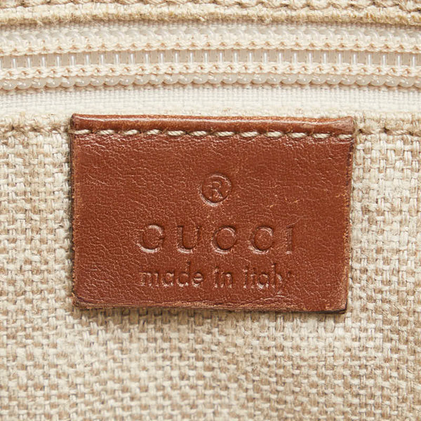 グッチ グッチシマ  斜め掛け ショルダーバッグ 161822 ホワイト ブラウン キャンバス レザー レディース GUCCI 【中古】