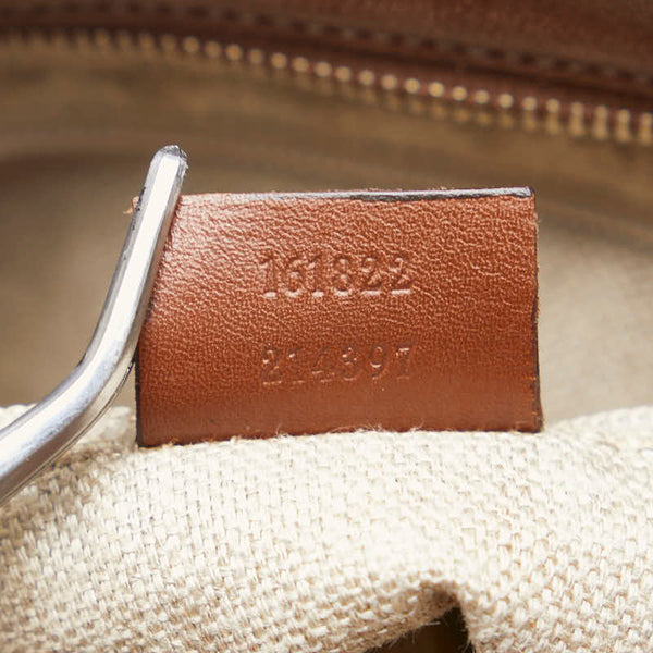 グッチ グッチシマ  斜め掛け ショルダーバッグ 161822 ホワイト ブラウン キャンバス レザー レディース GUCCI 【中古】