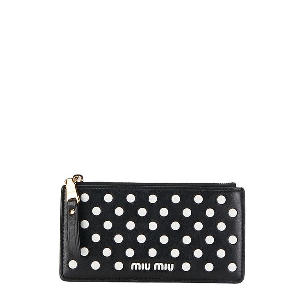 ミュウ ミュウ ドット コインケース カードケース 5MB006 ブラック レザー レディース Miu Miu 【中古】