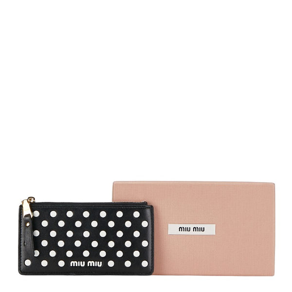 ミュウ ミュウ ドット コインケース カードケース 5MB006 ブラック レザー レディース Miu Miu 【中古】