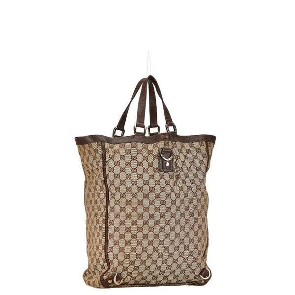 グッチ GGキャンバス アビー ハンドバッグ トートバッグ 130733 ベージュ キャンバス レザー レディース GUCCI 【中古】