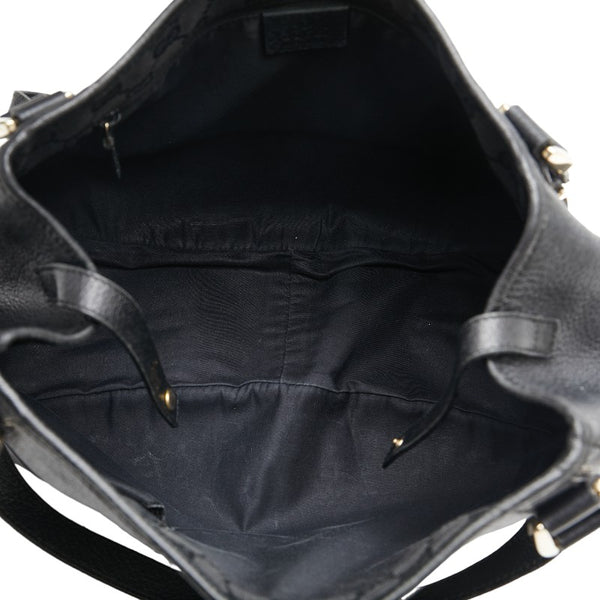 グッチ アビー トートバッグ ハンドバッグ 130736 ブラック ゴールド レザー レディース GUCCI 【中古】