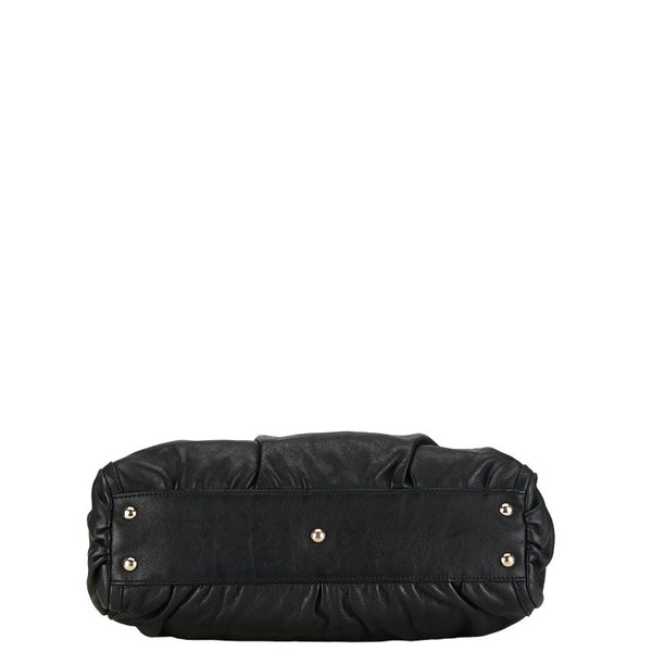 グッチ アビー ハンドバッグ トートバッグ 189831 ブラック ゴールド レザー レディース GUCCI 【中古】