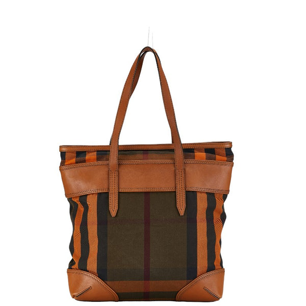 バーバリー チェック ハンドバッグ トートバッグ ブラウン マルチカラー キャンバス レザー レディース BURBERRY 【中古】