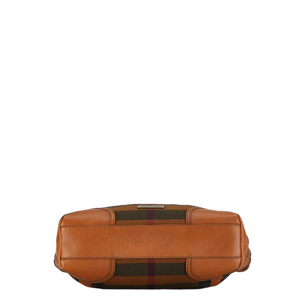 バーバリー チェック ハンドバッグ トートバッグ ブラウン マルチカラー キャンバス レザー レディース BURBERRY 【中古】