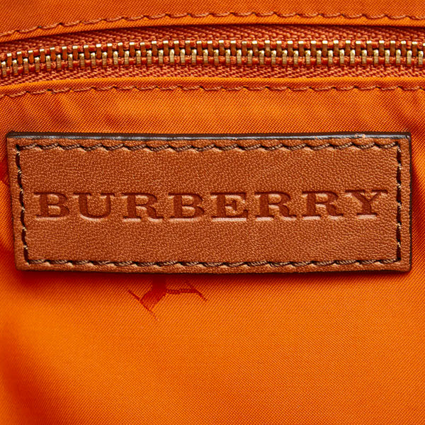 バーバリー チェック ハンドバッグ トートバッグ ブラウン マルチカラー キャンバス レザー レディース BURBERRY 【中古】