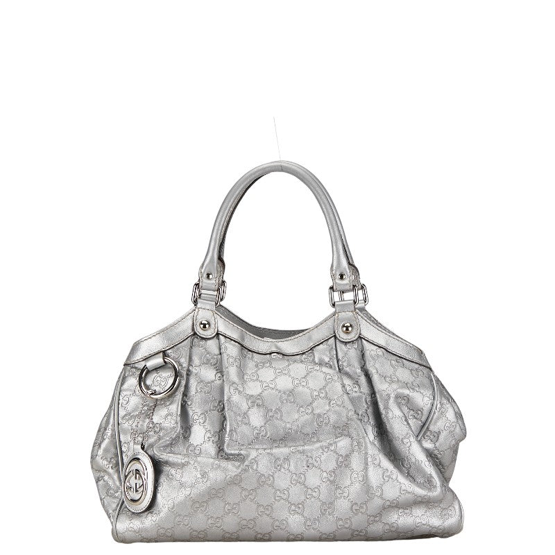 グッチ グッチシマ スーキー ハンドバッグ トートバッグ 211944 シルバー レザー レディース GUCCI 【中古】