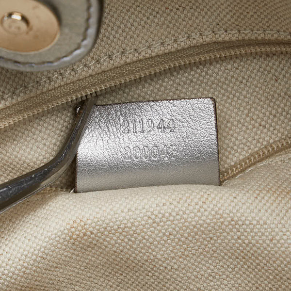 グッチ グッチシマ スーキー ハンドバッグ トートバッグ 211944 シルバー レザー レディース GUCCI 【中古】