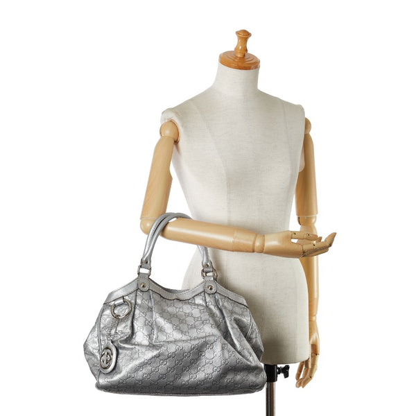 グッチ グッチシマ スーキー ハンドバッグ トートバッグ 211944 シルバー レザー レディース GUCCI 【中古】