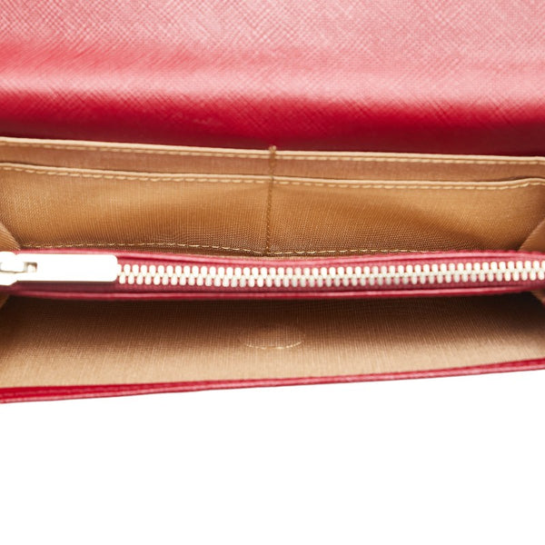 バーバリー ノバチェック 長財布 三つ折り財布 ベージュ レッド レザー キャンバス レディース BURBERRY 【中古】