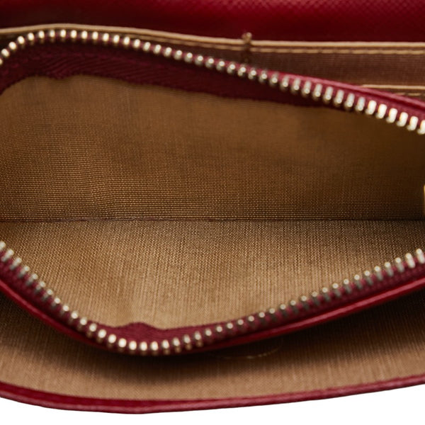 バーバリー ノバチェック 長財布 三つ折り財布 ベージュ レッド レザー キャンバス レディース BURBERRY 【中古】