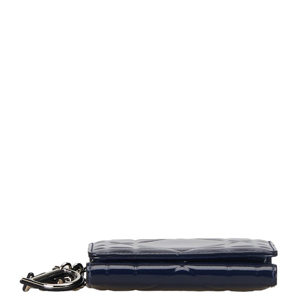 ディオール カナージュ 三つ折り財布 ネイビー パテントレザー レディース Dior 【中古】