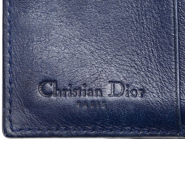ディオール カナージュ 三つ折り財布 ネイビー パテントレザー レディース Dior 【中古】