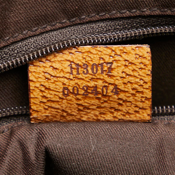 グッチ GGキャンバス トートバッグ ハンドバッグ 113017 ベージュ ブラウン キャンバス レザー レディース GUCCI 【中古】