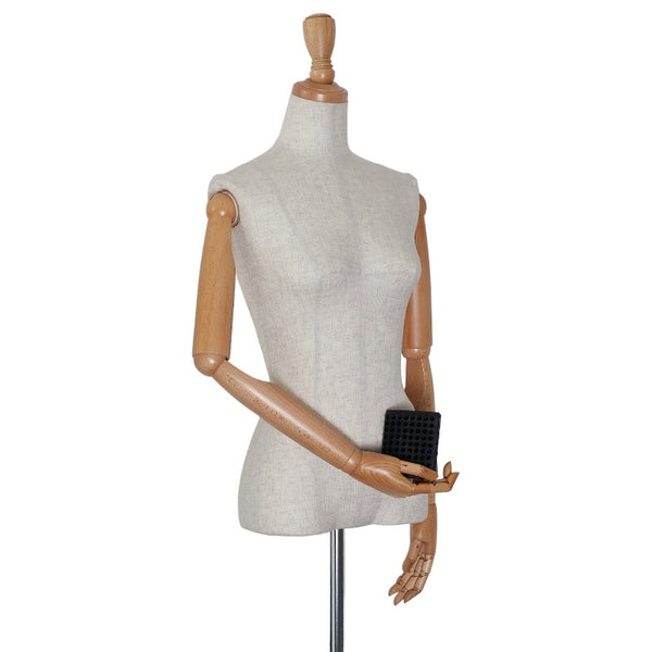 クリスチャンルブタン パネトーネ スパイクスタッズ 二つ折り財布 コンパクトウォレット ブラック レザー レディース Christian Louboutin 【中古】