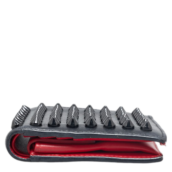 クリスチャンルブタン パネトーネ スパイクスタッズ 二つ折り財布 コンパクトウォレット ブラック レザー レディース Christian Louboutin 【中古】