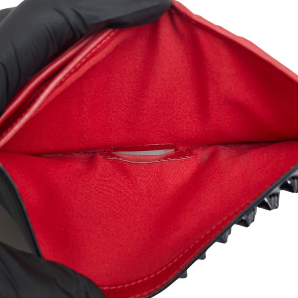 クリスチャンルブタン パネトーネ スパイクスタッズ 二つ折り財布 コンパクトウォレット ブラック レザー レディース Christian Louboutin 【中古】