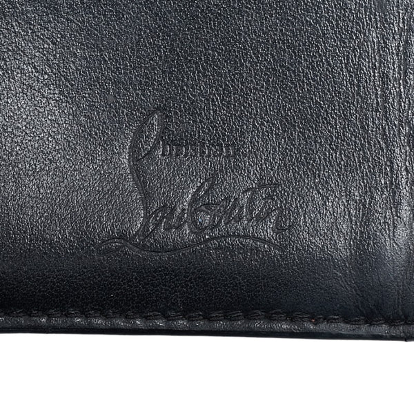クリスチャンルブタン パネトーネ スパイクスタッズ 二つ折り財布 コンパクトウォレット ブラック レザー レディース Christian Louboutin 【中古】