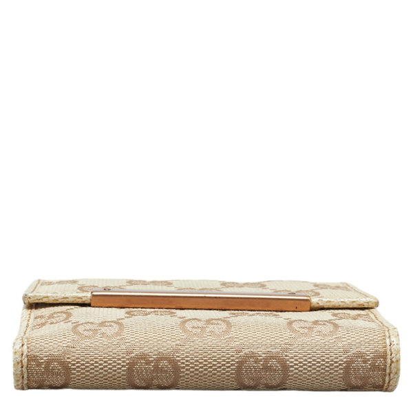 グッチ GGキャンバス 二つ折り財布 コンパクトウォレット 112716 ベージュ ブラウン キャンバス レザー レディース GUCCI 【中古】