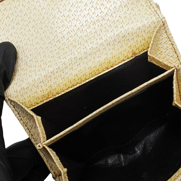 グッチ GGキャンバス 二つ折り財布 コンパクトウォレット 112716 ベージュ ブラウン キャンバス レザー レディース GUCCI 【中古】