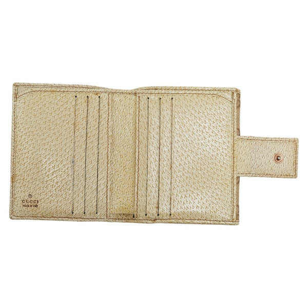 グッチ GGキャンバス 二つ折り財布 コンパクトウォレット 112716 ベージュ ブラウン キャンバス レザー レディース GUCCI 【中古】