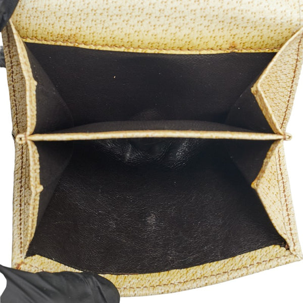 グッチ GGキャンバス 二つ折り財布 コンパクトウォレット 112716 ベージュ ブラウン キャンバス レザー レディース GUCCI 【中古】