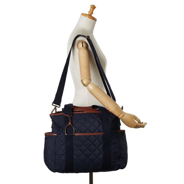 ラルフローレン ショルダーバッグ ハンドバッグ 2WAY ネイビー ブラウン ナイロン レザー レディース RALPH LAUREN 【中古】