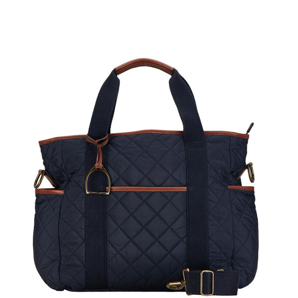 ラルフローレン ショルダーバッグ ハンドバッグ 2WAY ネイビー ブラウン ナイロン レザー レディース RALPH LAUREN 【中古】