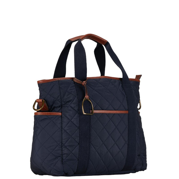 ラルフローレン ショルダーバッグ ハンドバッグ 2WAY ネイビー ブラウン ナイロン レザー レディース RALPH LAUREN 【中古】