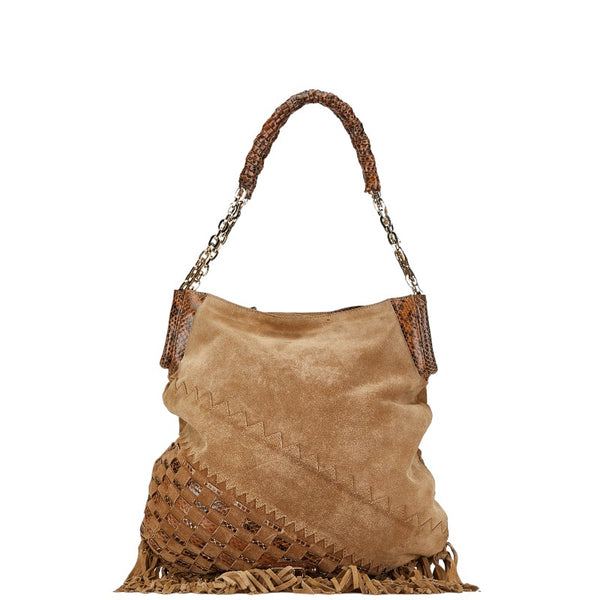 ジミーチュウ フリンジ ワンショルダーバッグ ハンドバッグ ブラウン スウェード レザー レディース JIMMY CHOO 【中古】