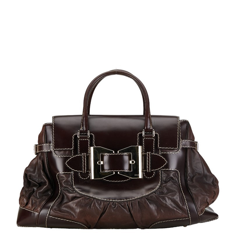 グッチ クイーン ハンドバッグ トートバッグ 189881 ブラウン レザー レディース GUCCI 【中古】