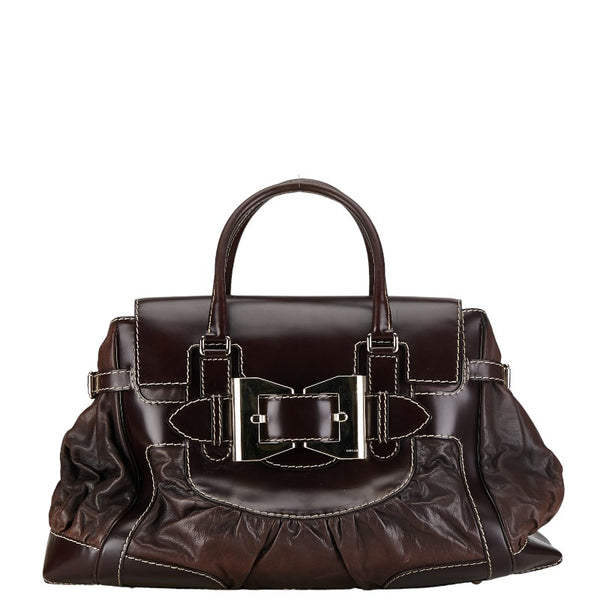 グッチ クイーン ハンドバッグ トートバッグ 189881 ブラウン レザー レディース GUCCI 【中古】
