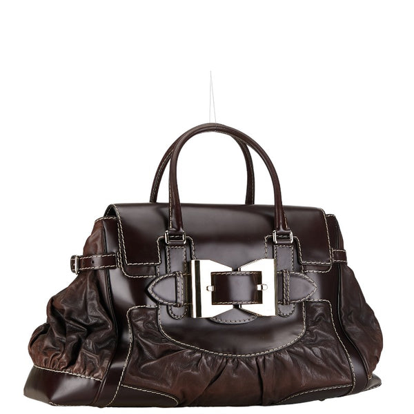グッチ クイーン ハンドバッグ トートバッグ 189881 ブラウン レザー レディース GUCCI 【中古】