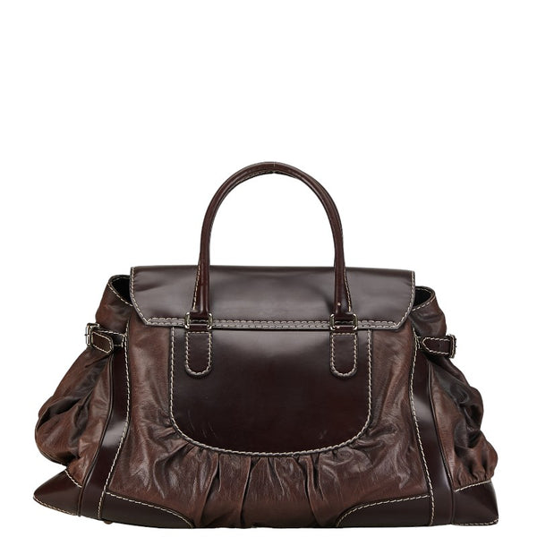 グッチ クイーン ハンドバッグ トートバッグ 189881 ブラウン レザー レディース GUCCI 【中古】